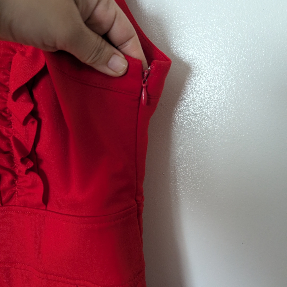 Chic Scarlet Ruffle Mini Dress - Picture 6 of 6